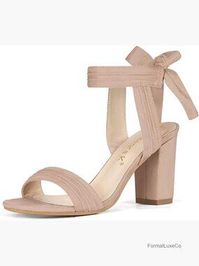 Chunky Heel Open Toe Ankle Tie Sandals Heels Women's Shoes